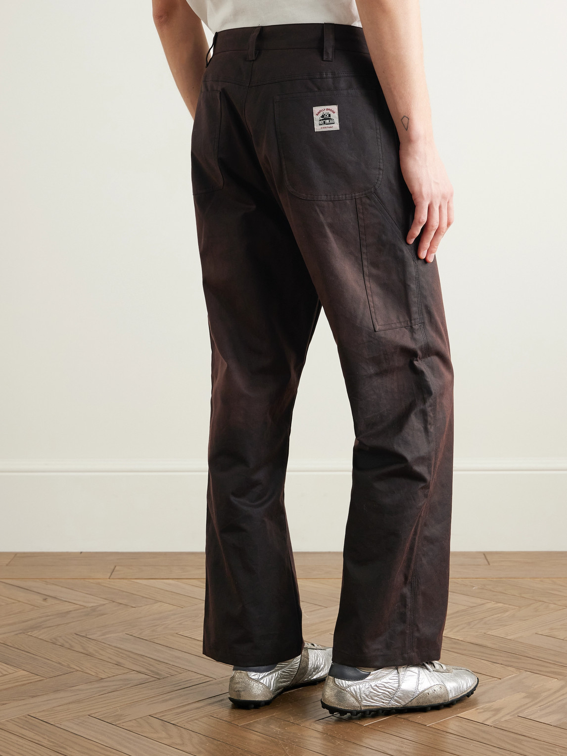 Bode Knolly Brook Straight-leg Waxed-cotton Trousers In Brown