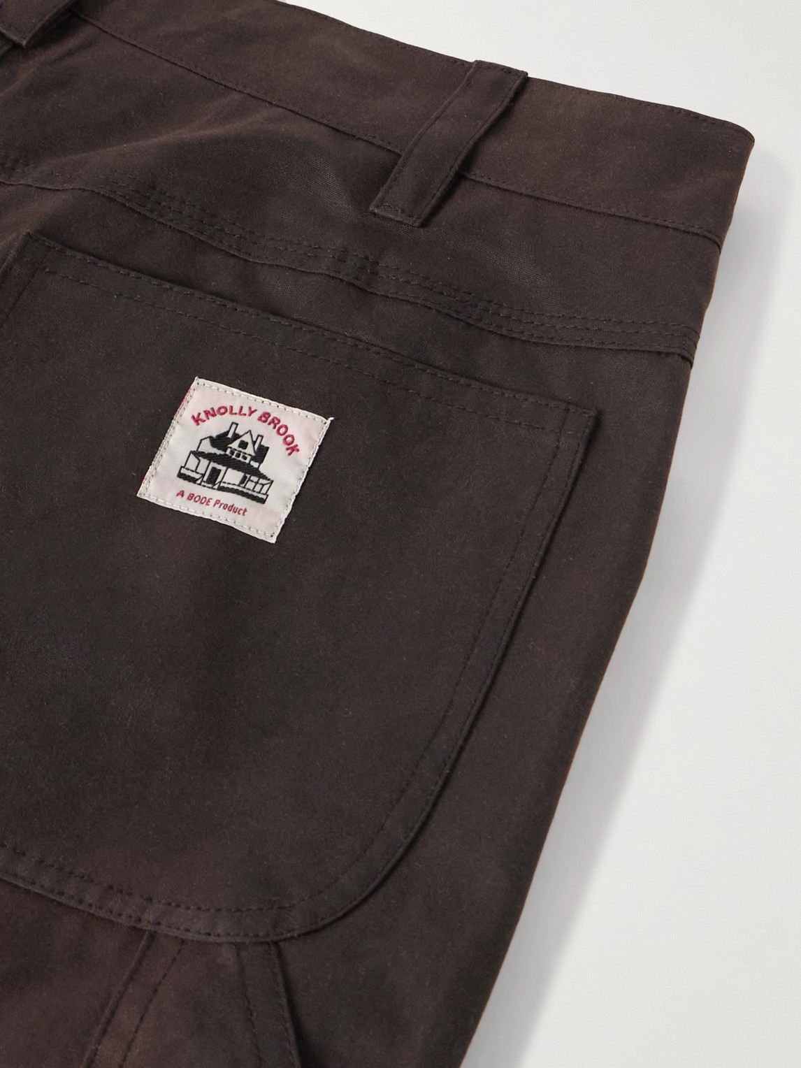 Bode Knolly Brook Straight-leg Waxed-cotton Trousers In Brown
