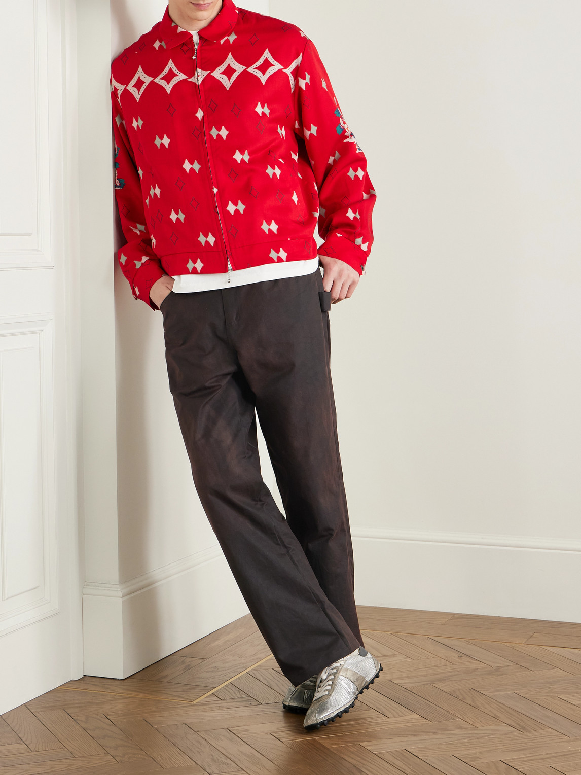 Bode Knolly Brook Straight-leg Waxed-cotton Trousers In Brown