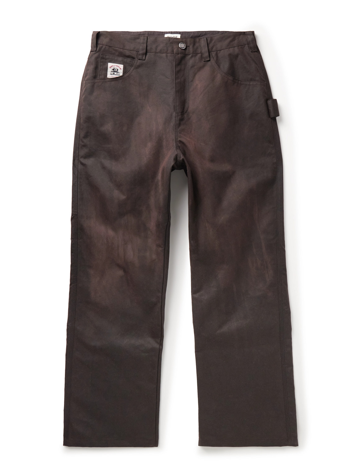 Bode Knolly Brook Straight-leg Waxed-cotton Trousers In Brown