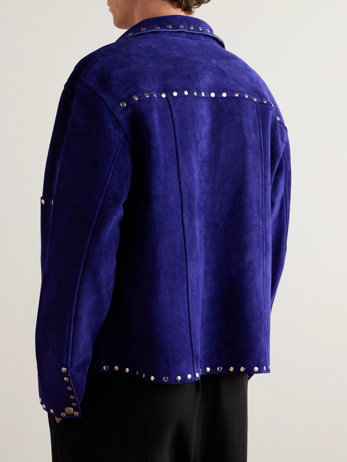 Bode Studded Suede Jacket In Blue