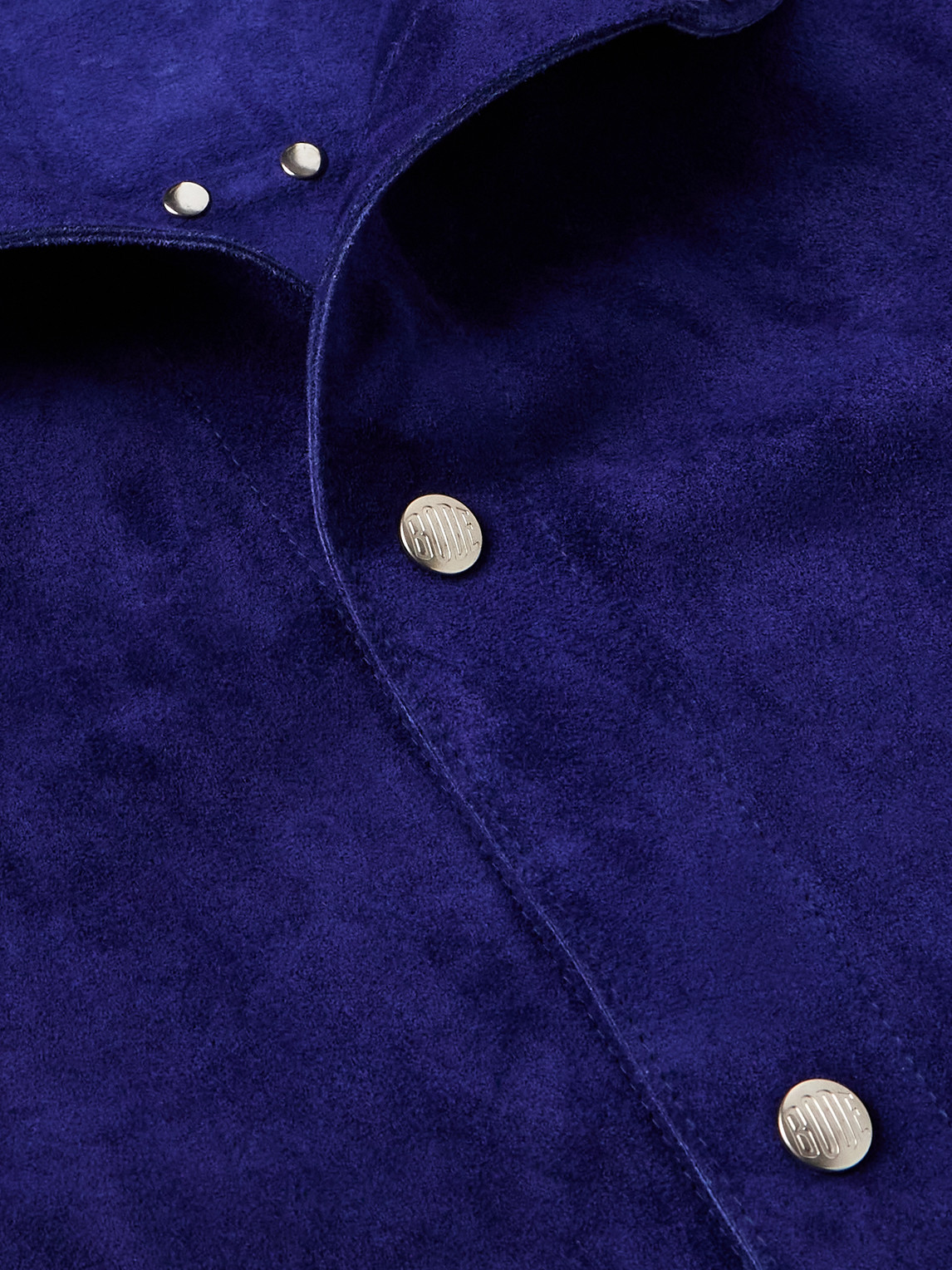 Bode Studded Suede Jacket In Blue