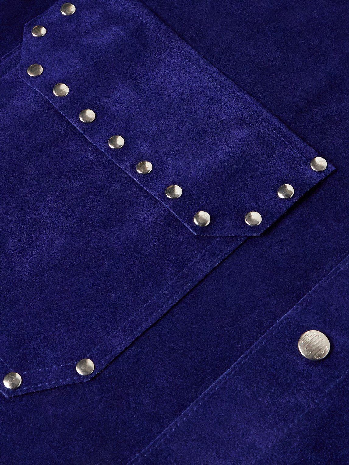 Bode Studded Suede Jacket In Blue