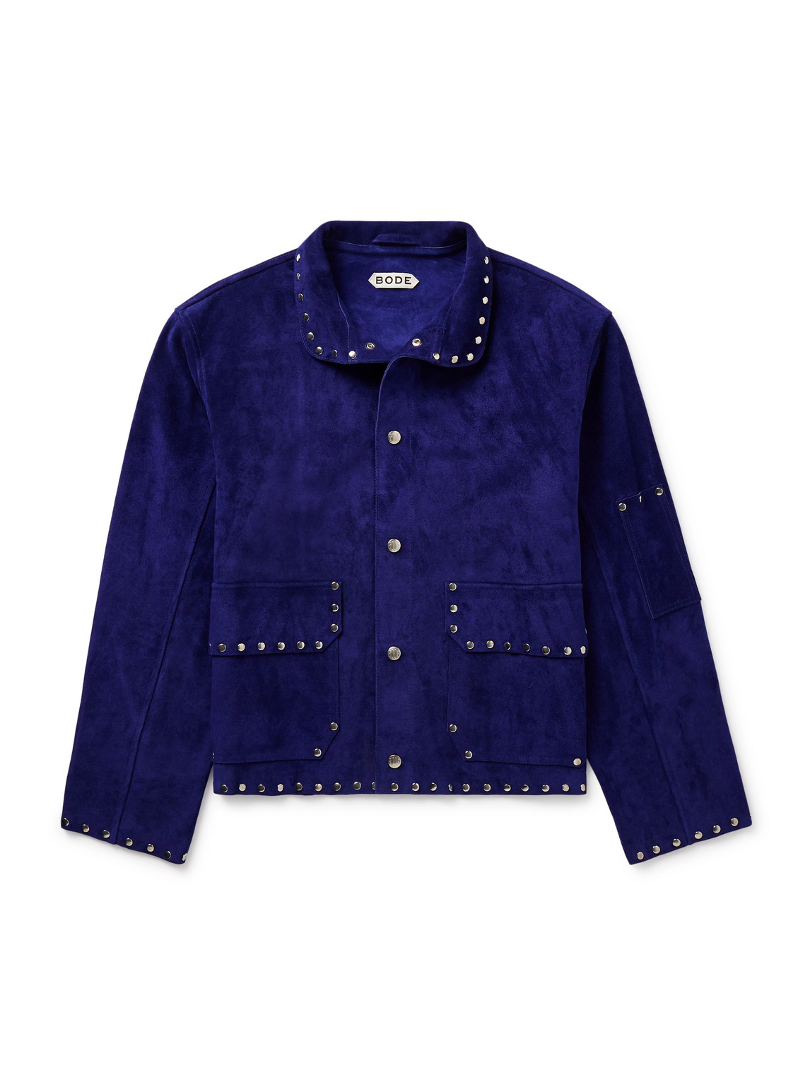 Bode Studded Suede Jacket In Blue