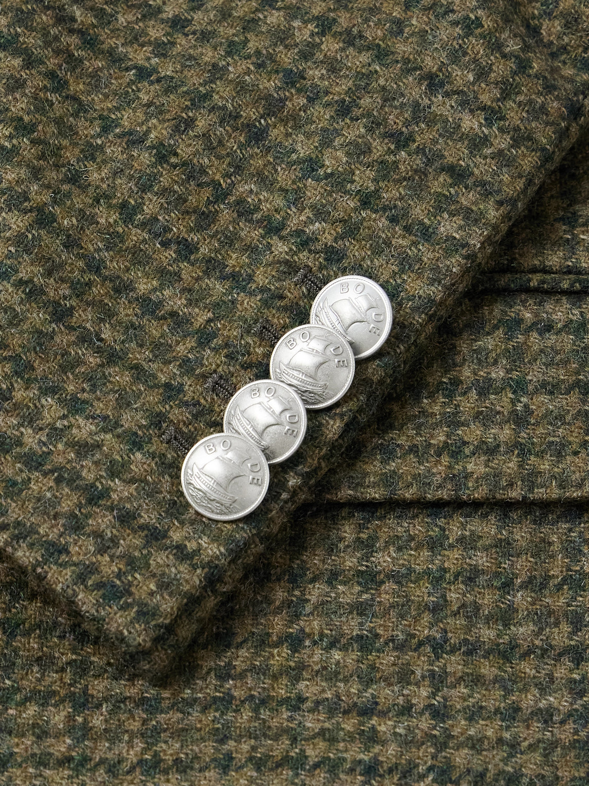 Bode Morris Houndstooth Wool Suit Jacket In Green