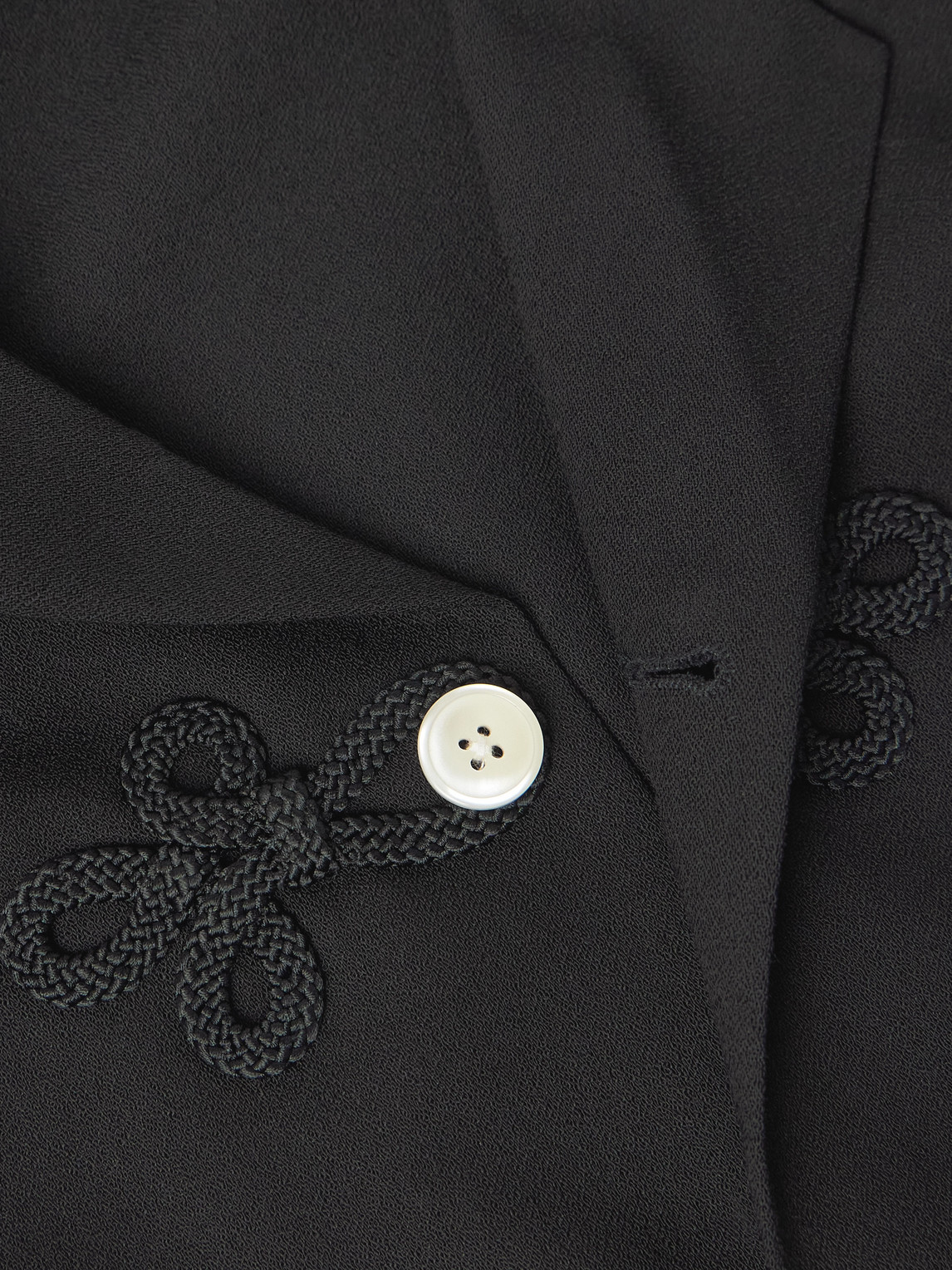 Bode Astor Trillium Camp-collar Embroidered Wool Shirt In Black