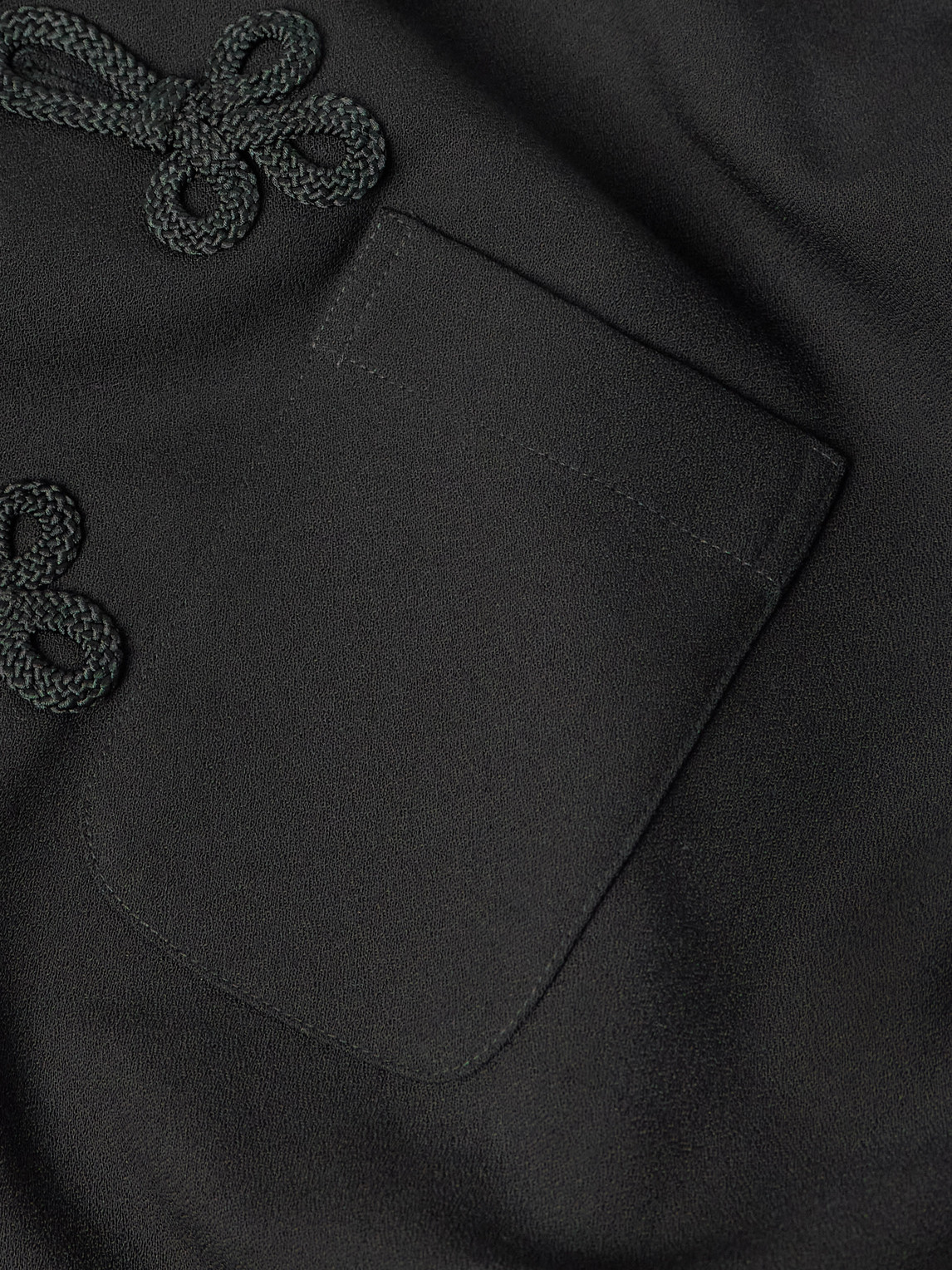 Bode Astor Trillium Camp-collar Embroidered Wool Shirt In Black