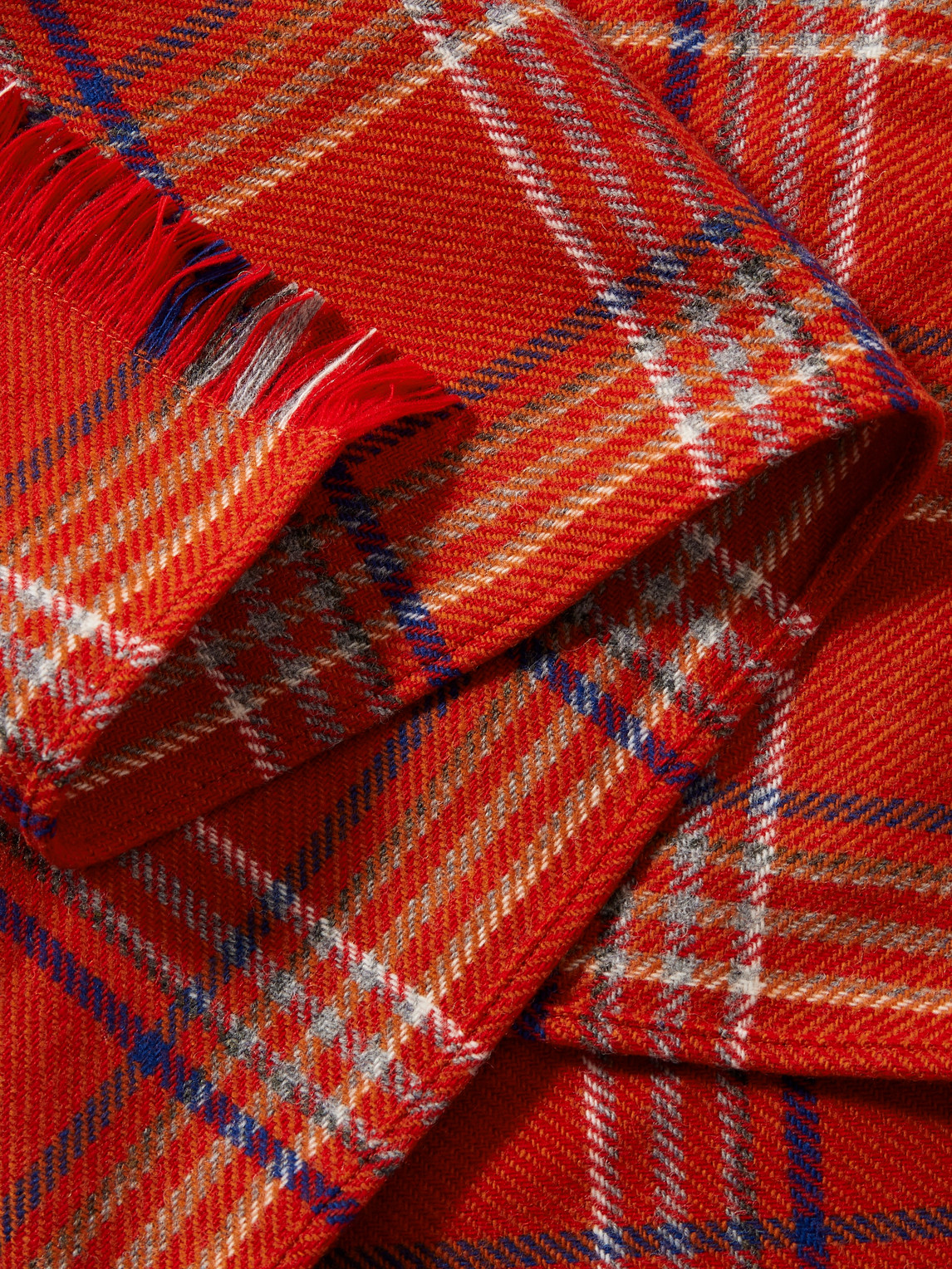 Bode Gable Checked Fringed Wool Scarf In Multi