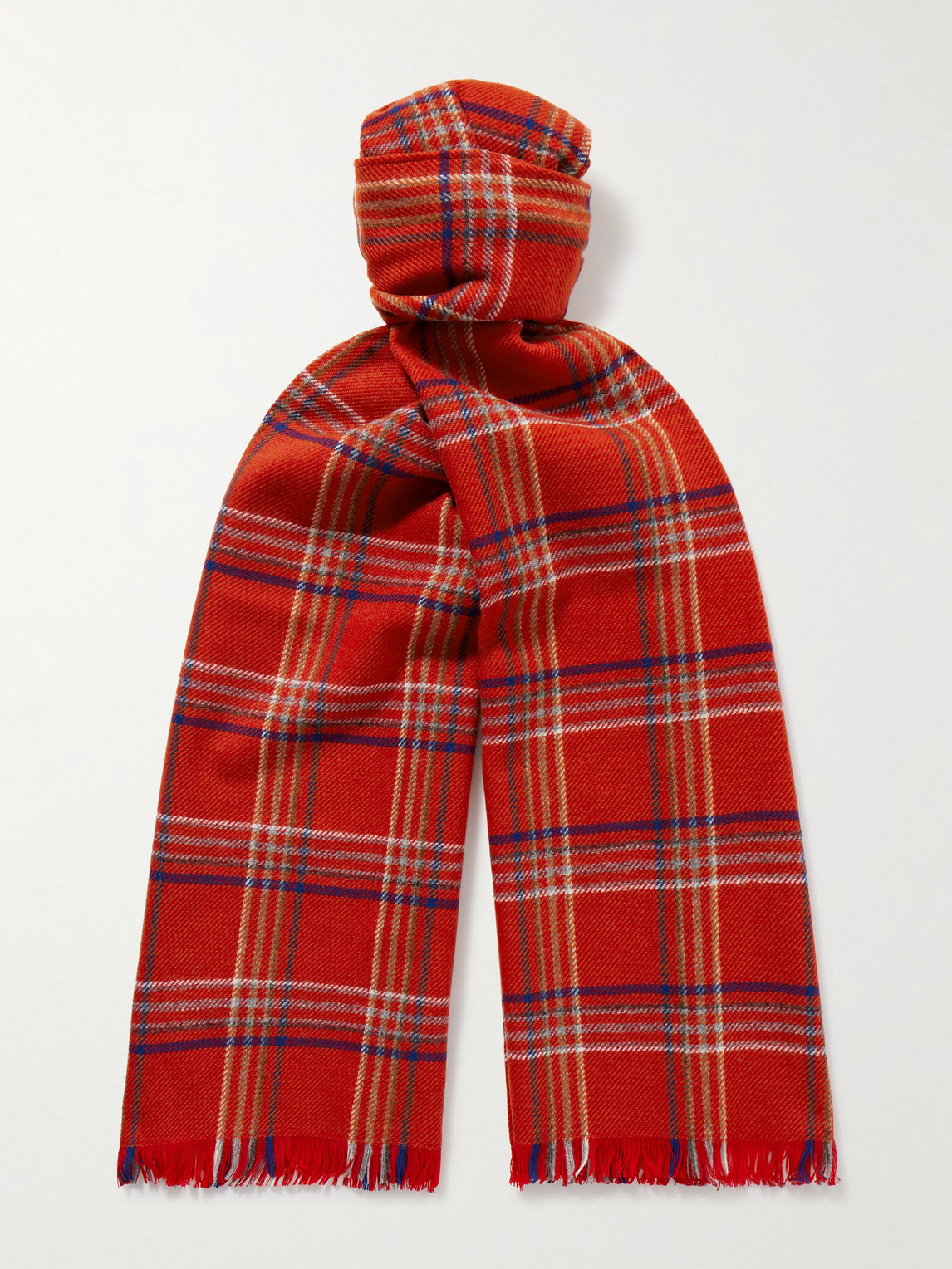 Bode Gable Checked Fringed Wool Scarf In Multi