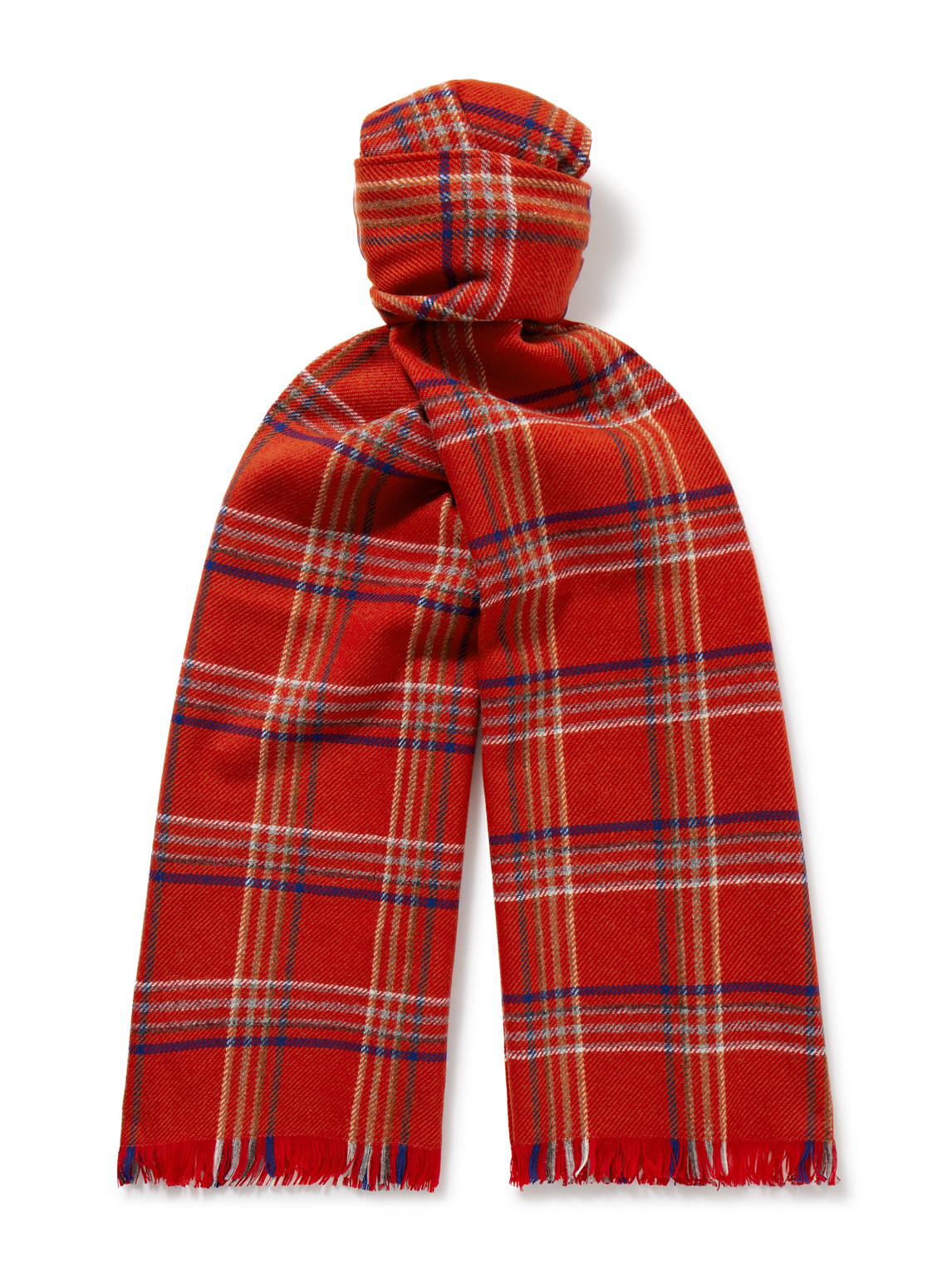 Bode Gable Checked Fringed Wool Scarf In Multi