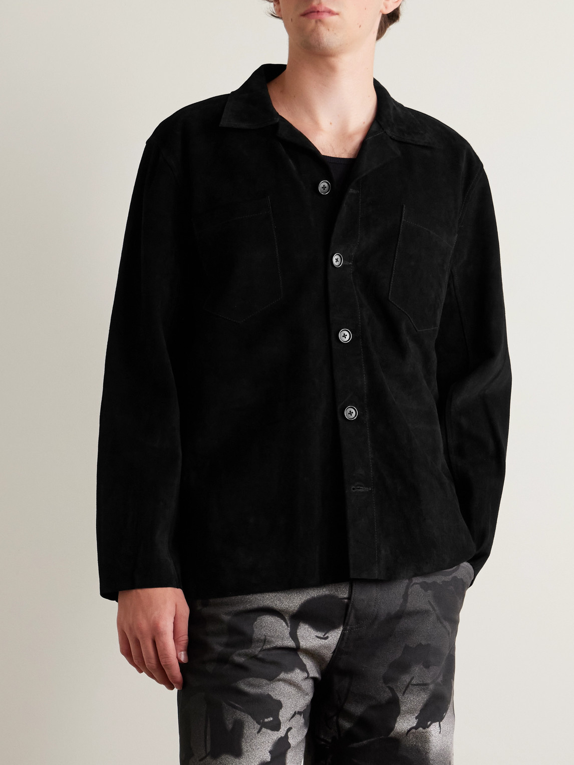 Bode Suede Overshirt In Black