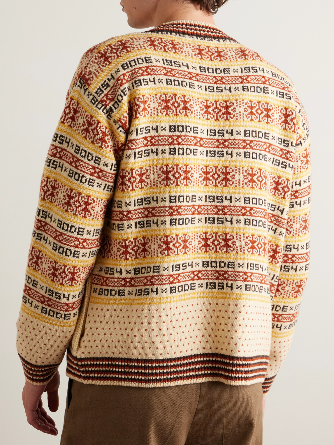 Bode Marzipan Jacquard-knit Wool Cardigan In Yellow