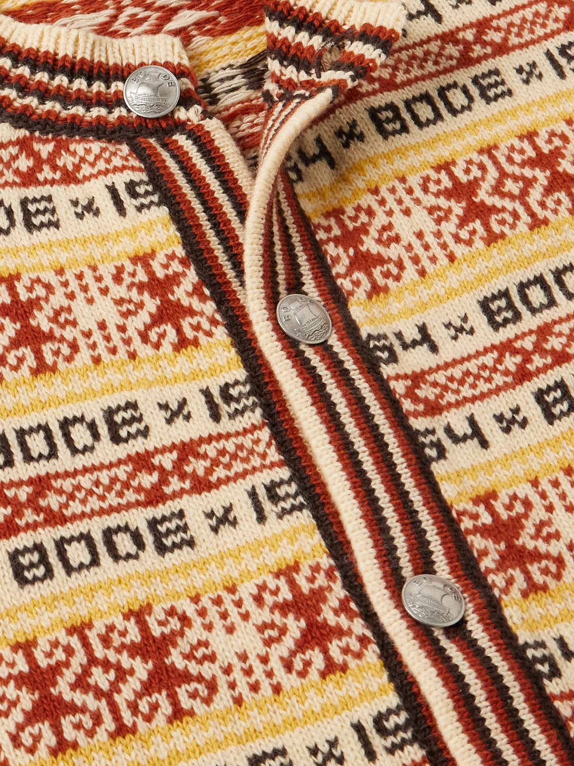 Bode Marzipan Jacquard-knit Wool Cardigan In Yellow