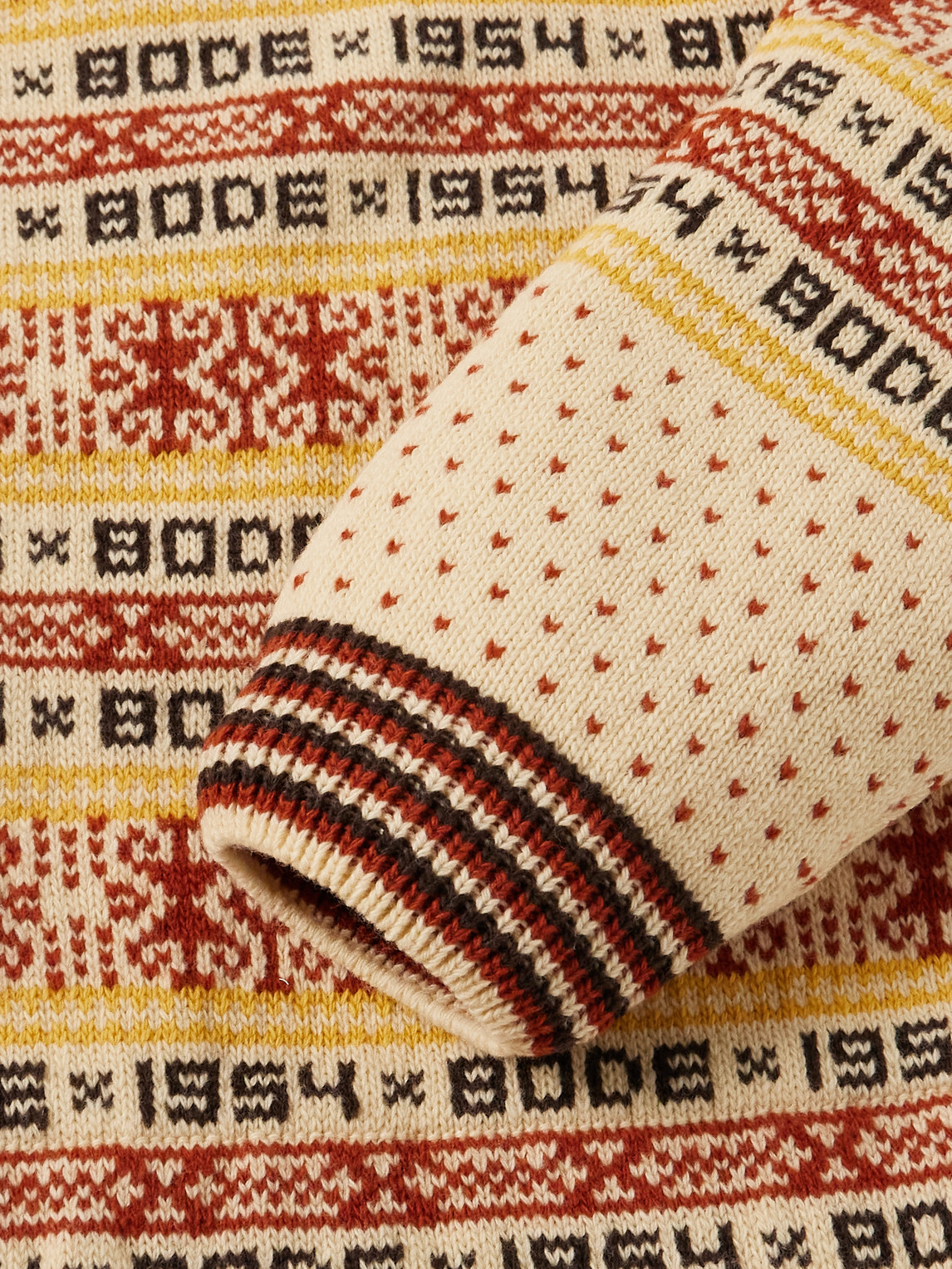 Bode Marzipan Jacquard-knit Wool Cardigan In Yellow