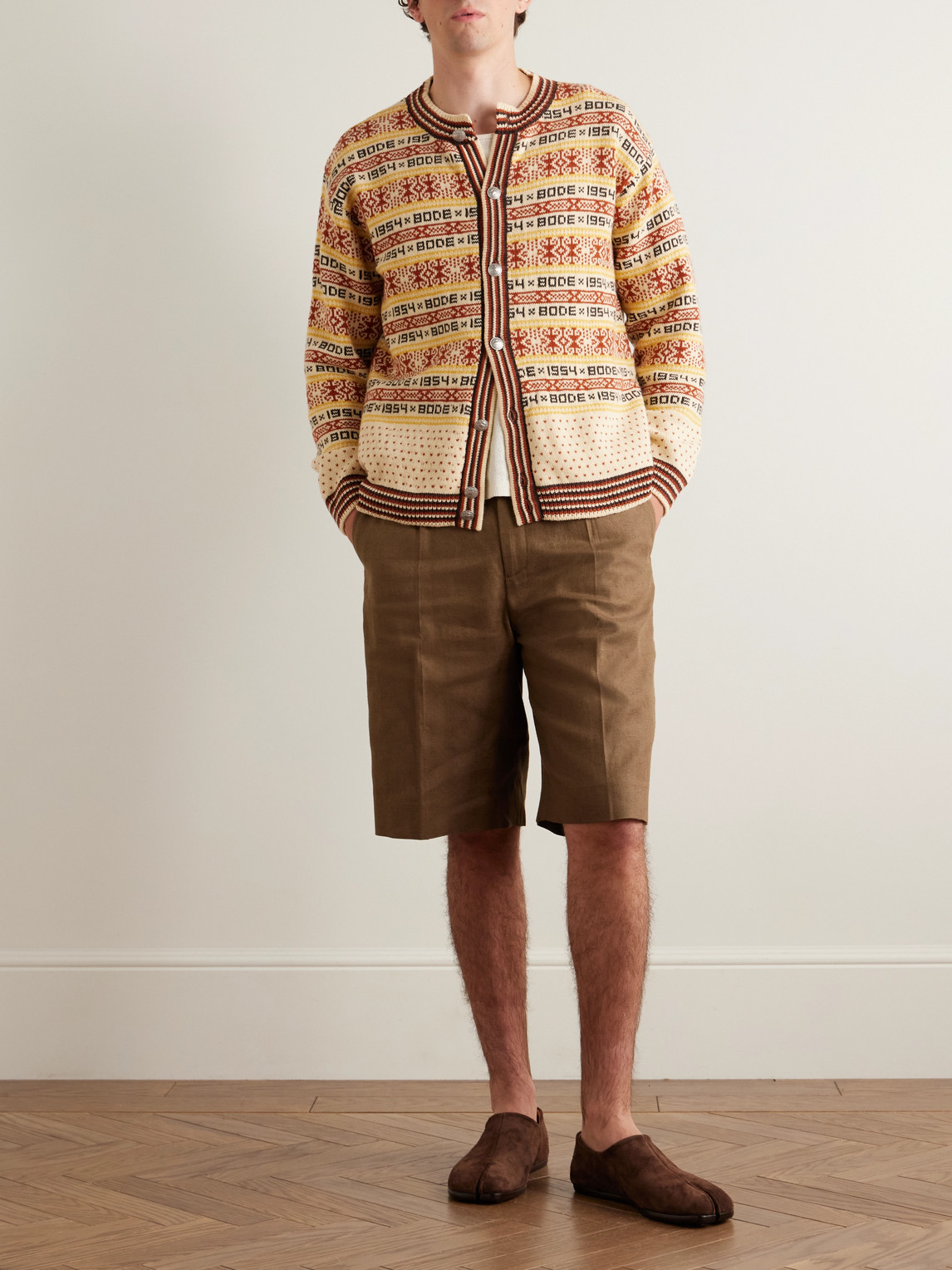 Bode Marzipan Jacquard-knit Wool Cardigan In Yellow