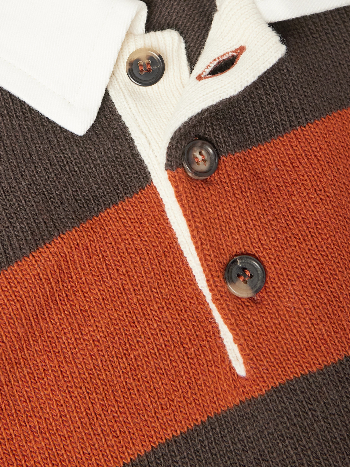 Bode Logo-embroidered Striped Wool Polo Shirt In Red