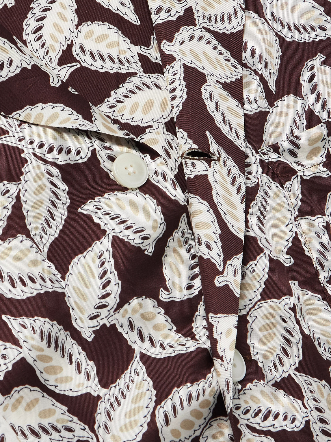 Bode Paper Birch Camp-collar Printed Satin Shirt In Brown