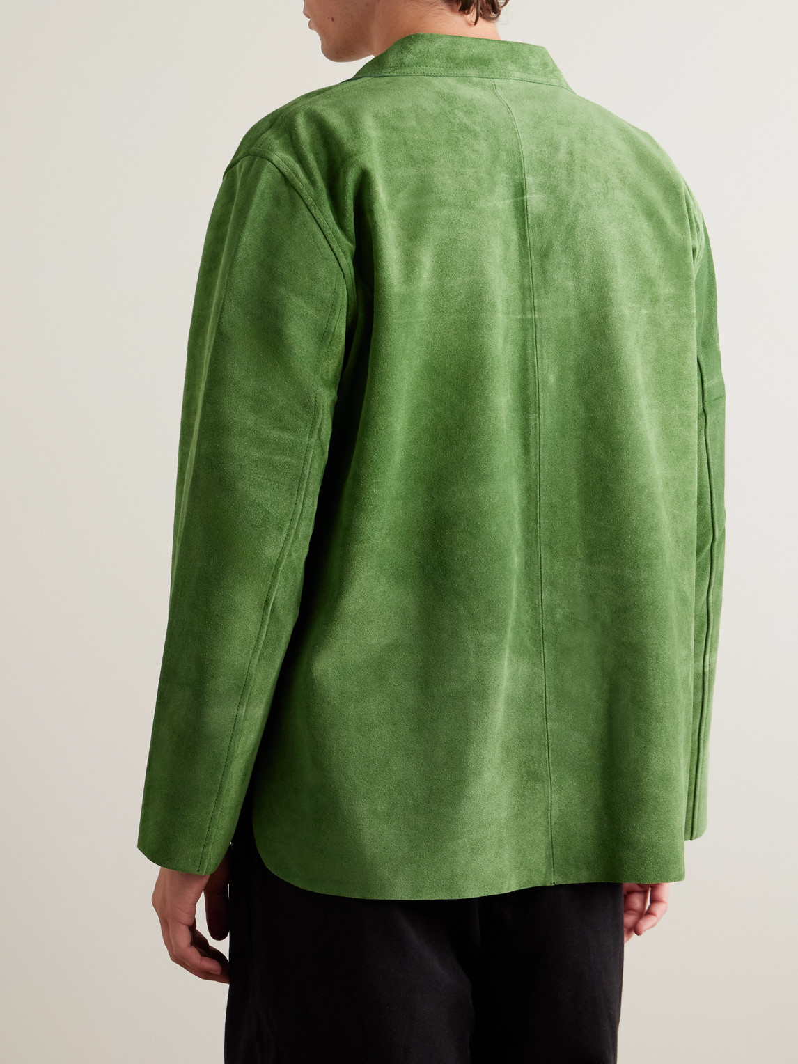Bode Suede Shirt Jacket In Green