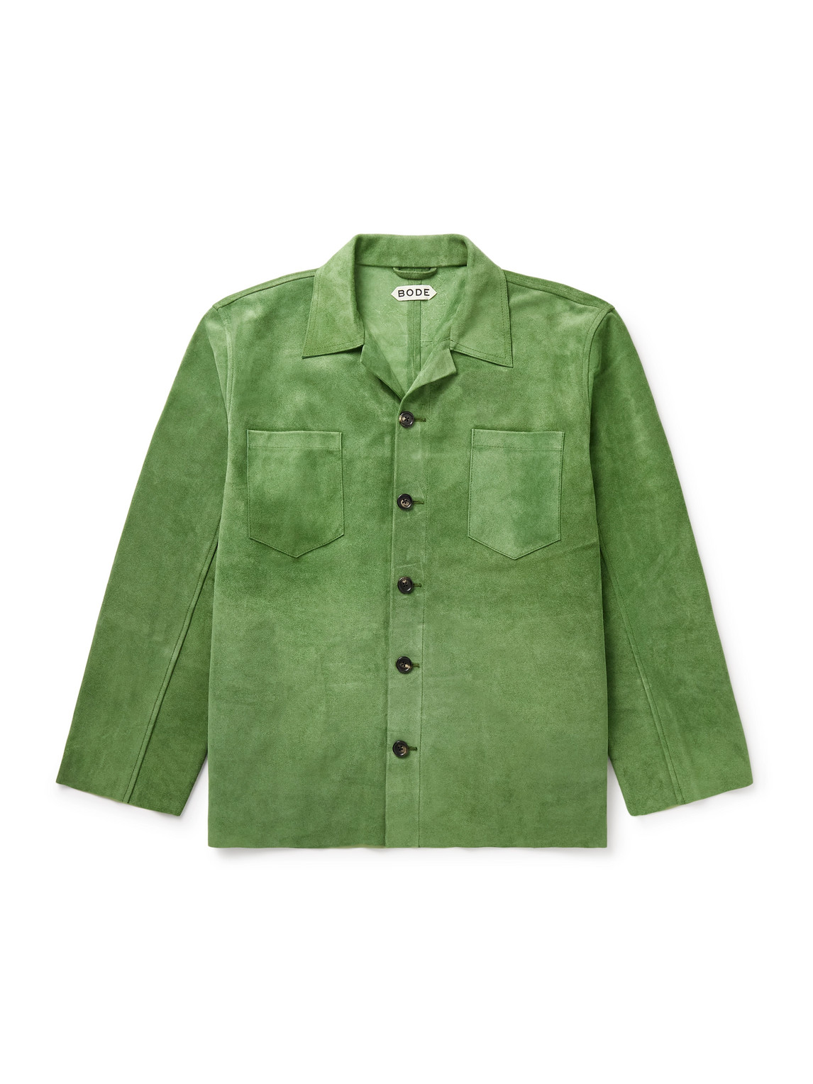 Bode Suede Shirt Jacket In Green