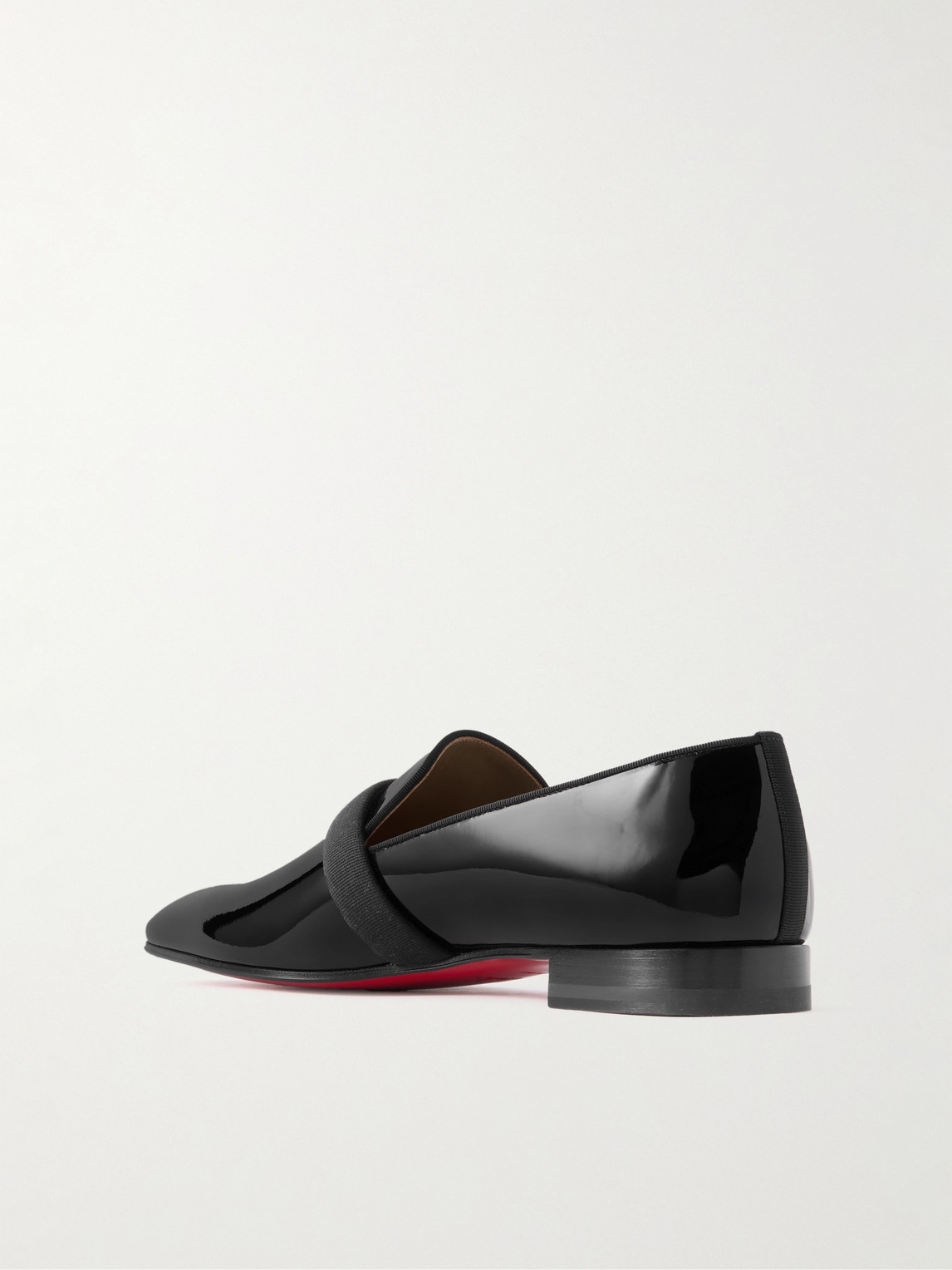 Christian Louboutin Dandydeco Grosgrain-trimmed Patent-leather Loafers In Black