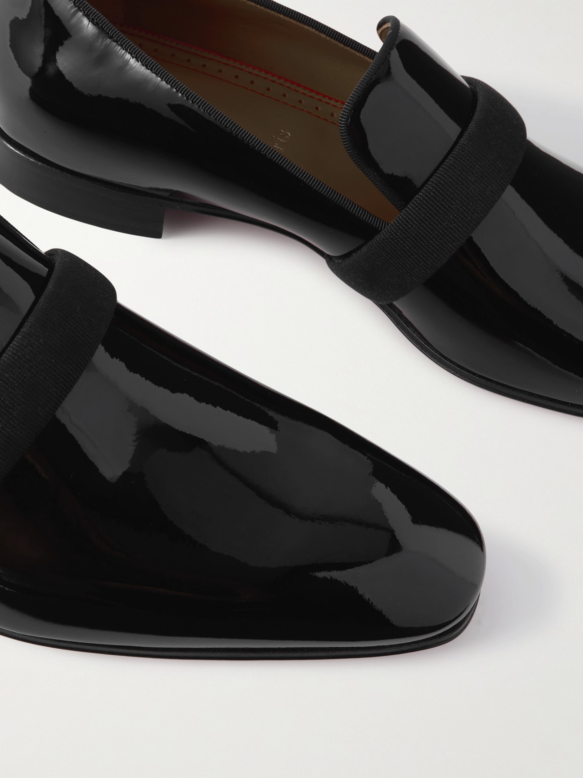 Christian Louboutin Dandydeco Grosgrain-trimmed Patent-leather Loafers In Black