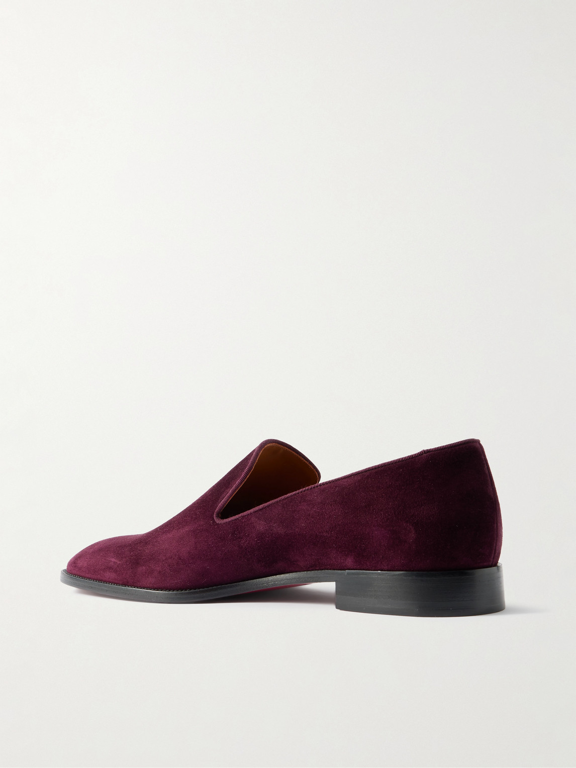 Christian Louboutin Danny Flex Grosgrain-trimmed Suede Loafers In Burgundy
