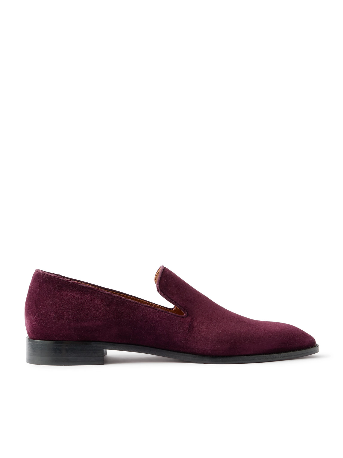 Christian Louboutin Danny Flex Grosgrain-trimmed Suede Loafers In Burgundy