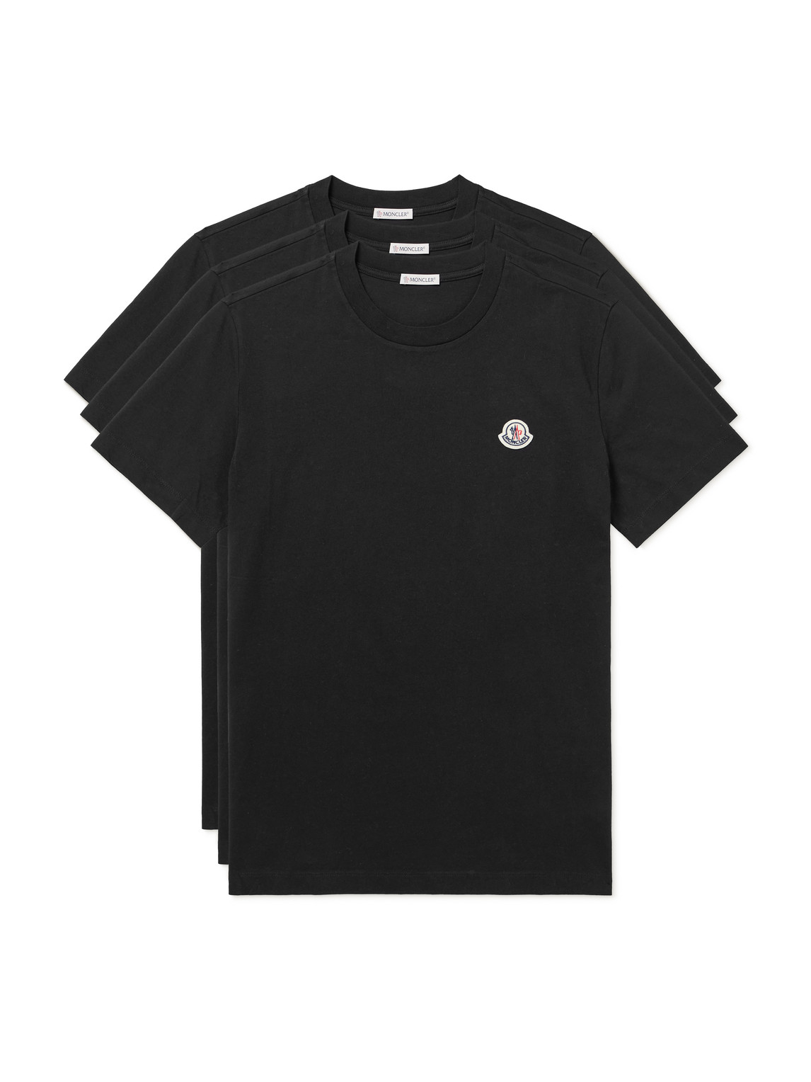 Moncler Crew Neck Short Sleeve T-shirt Three-pack In Black