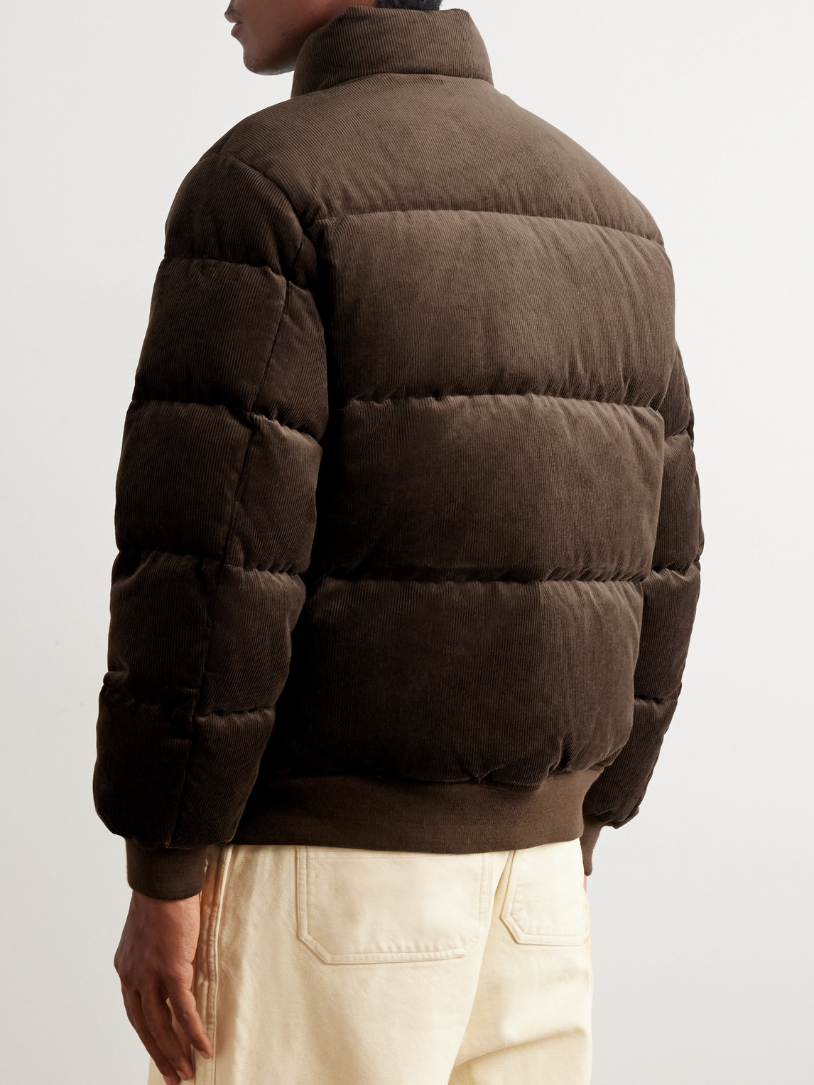 Polo Ralph Lauren Wyoming Quilted Cotton-corduroy Down Mock-neck Bomber Jacket In Brown