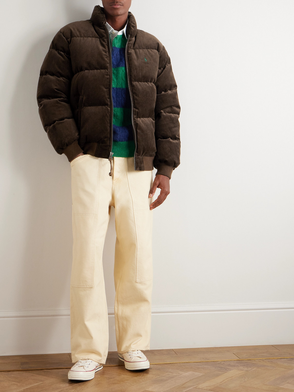 Polo Ralph Lauren Wyoming Quilted Cotton-corduroy Down Mock-neck Bomber Jacket In Brown