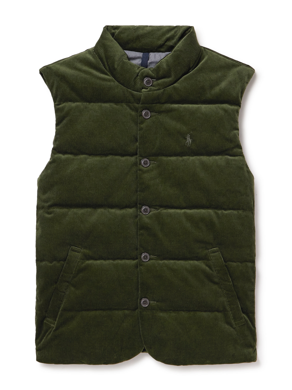Polo Ralph Lauren Logo-embroidered Quilted Cotton-corduroy Down Gilet In Green