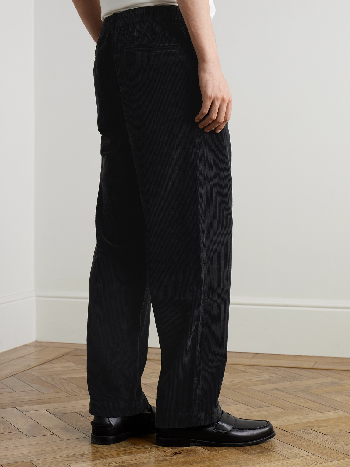 Polo Ralph Lauren Easy Straight-leg Cotton-corduroy Drawstring Trousers In Black