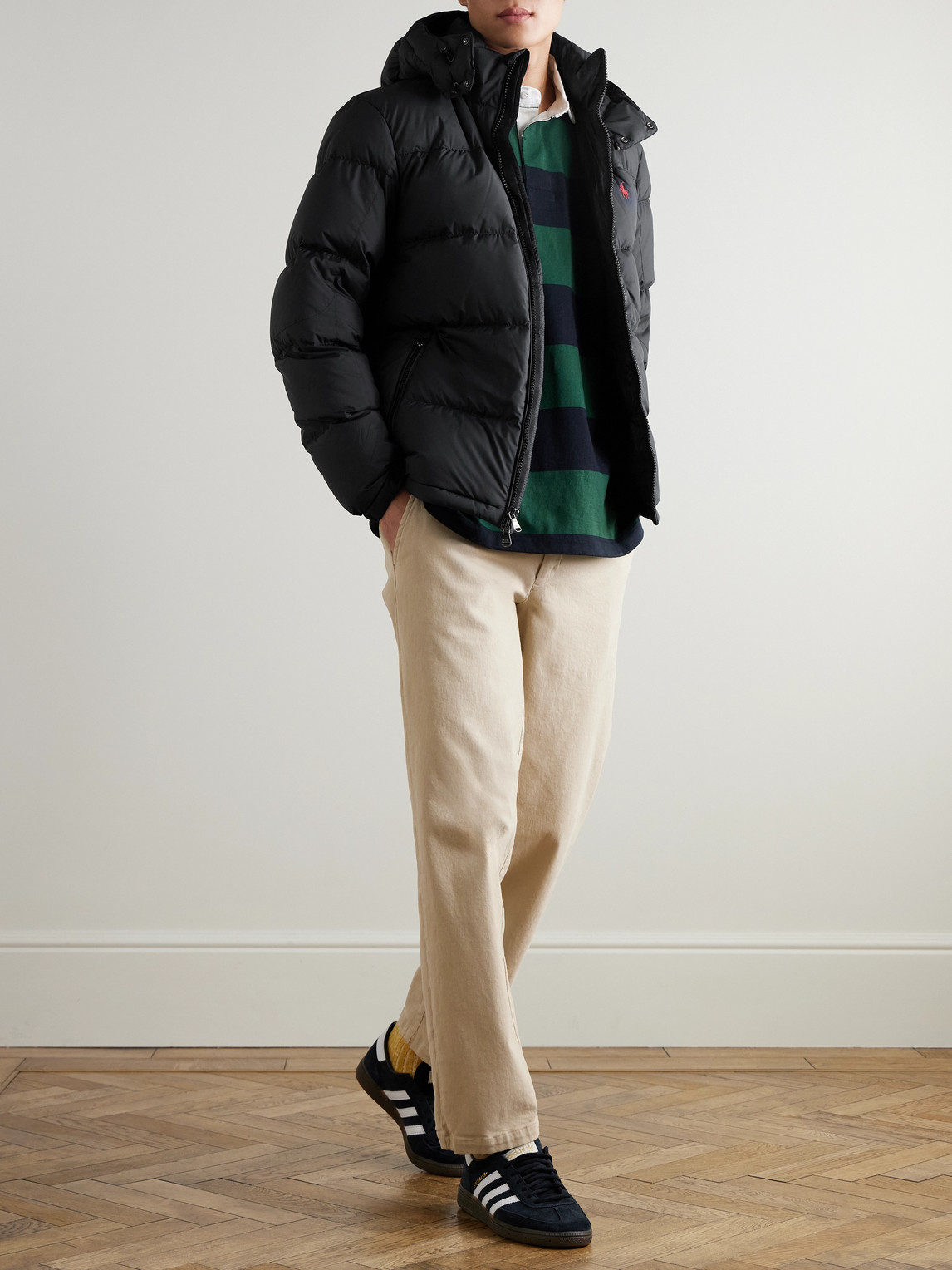 Polo Ralph Lauren Gorham Water-repellent Ripstop Fabric Down Jacket Clothing In Black