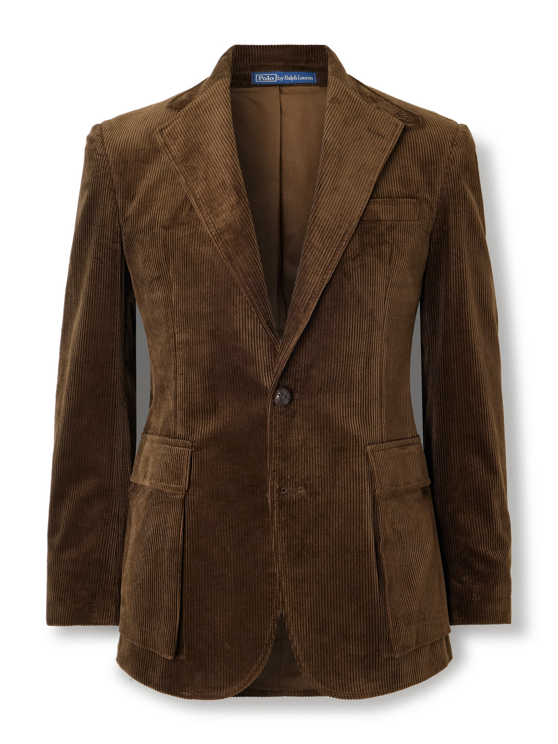 Polo Ralph Lauren Rl67 Slim-fit Leather-trimmed Cotton-corduroy Blazer In Brown