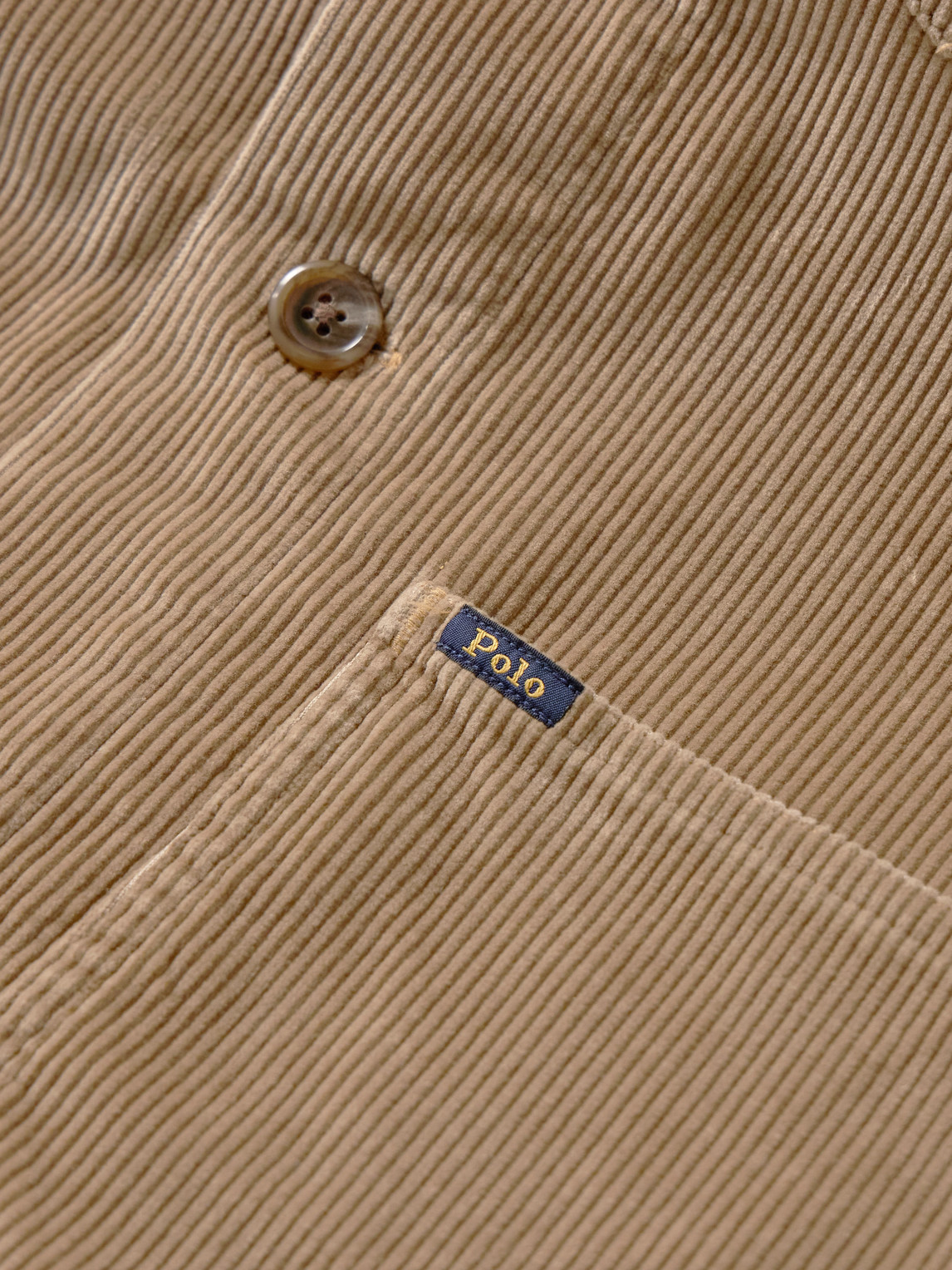 Polo Ralph Lauren Camp-collar Cotton-corduroy Overshirt In Neutral