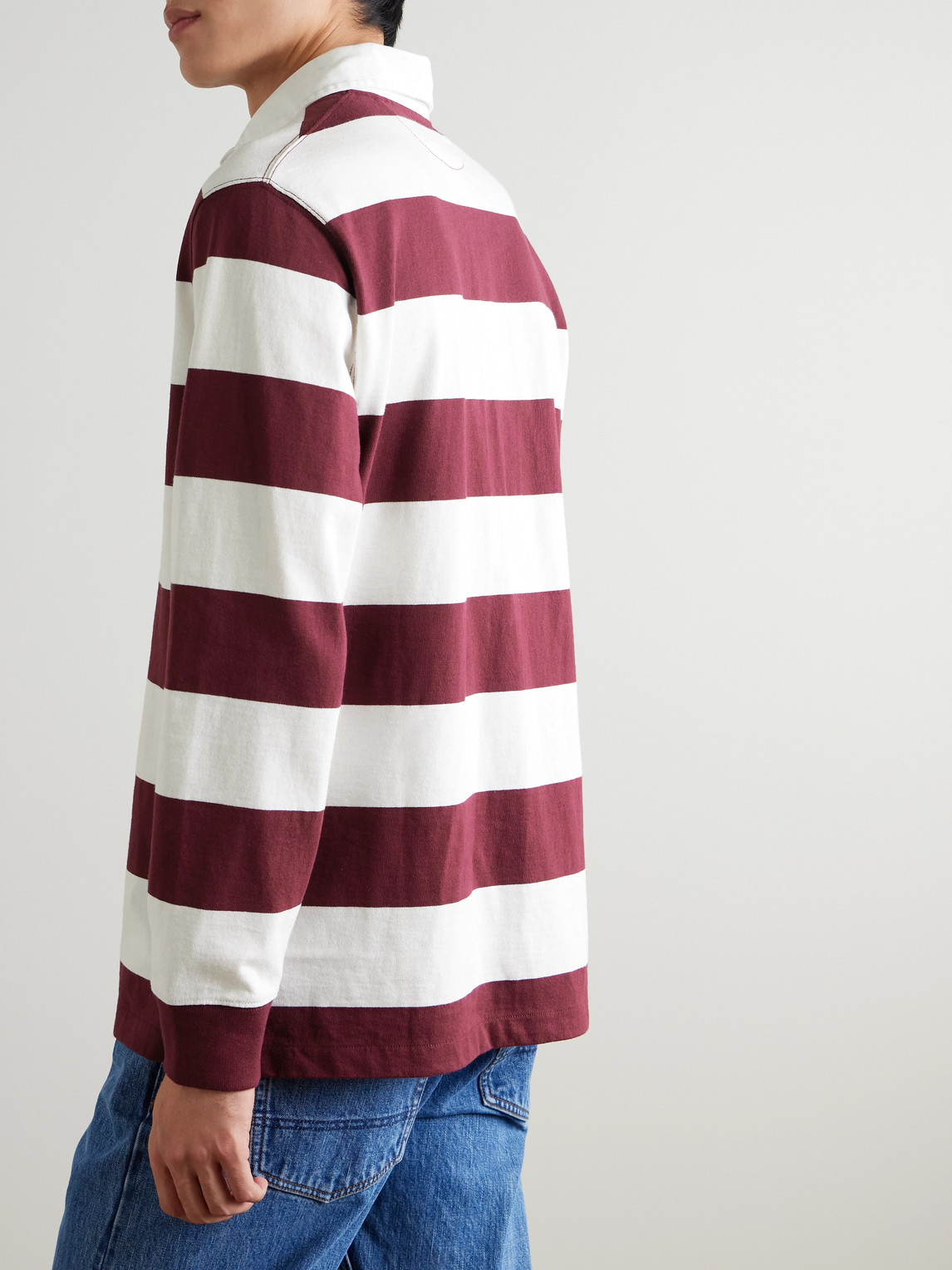 Polo Ralph Lauren Logo-embroidered Striped Cotton-jersey Polo Shirt In Burgundy