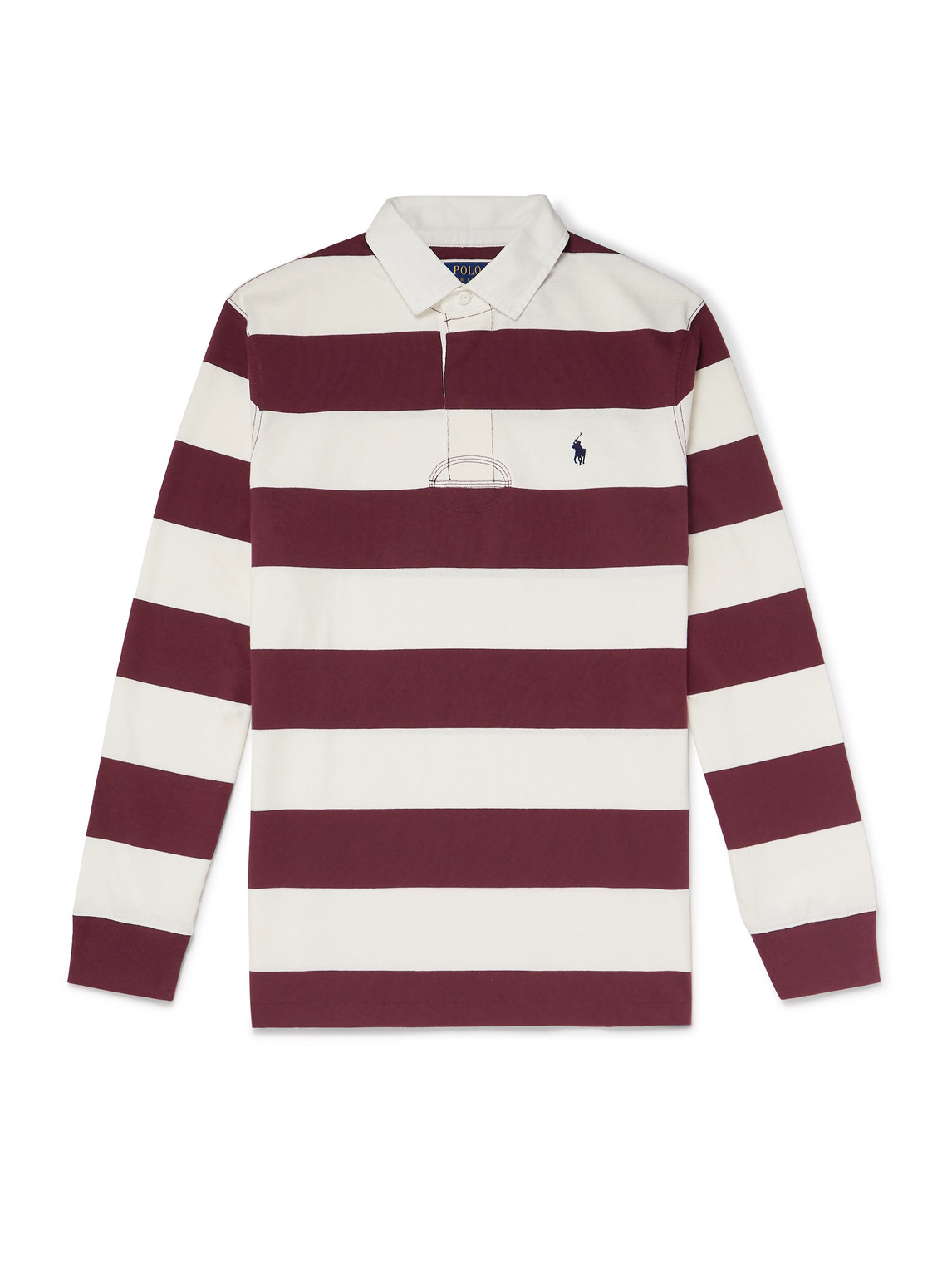 Polo Ralph Lauren Logo-embroidered Striped Cotton-jersey Polo Shirt In Burgundy