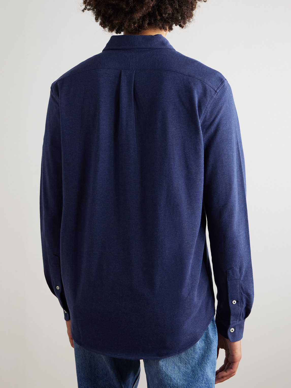 Polo Ralph Lauren Mens Navy Long-sleeved Garment-dyed Custom-fit Cotton Oxford Shirt Xl In Blue