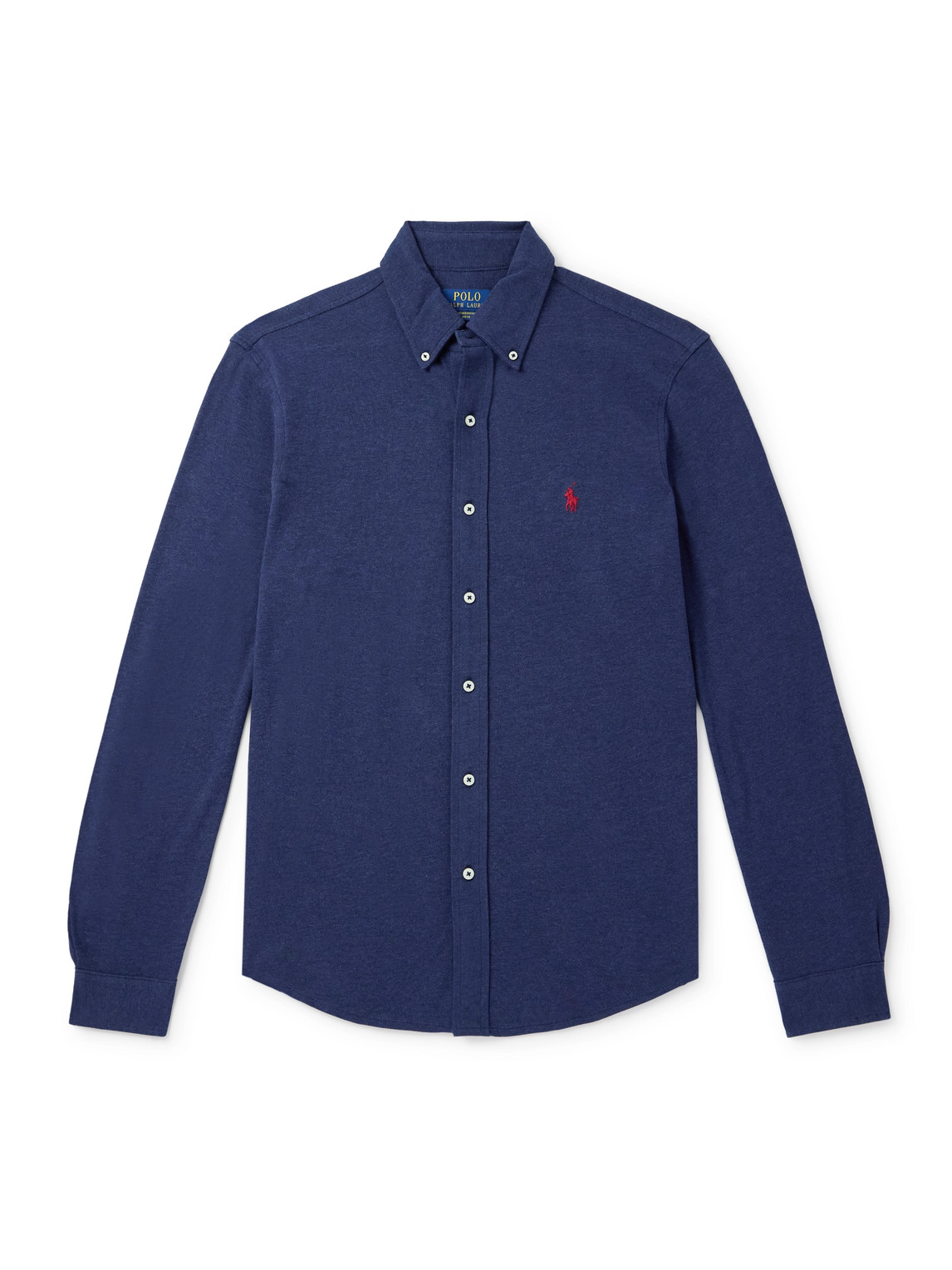 Polo Ralph Lauren Mens Navy Long-sleeved Garment-dyed Custom-fit Cotton Oxford Shirt Xl In Blue