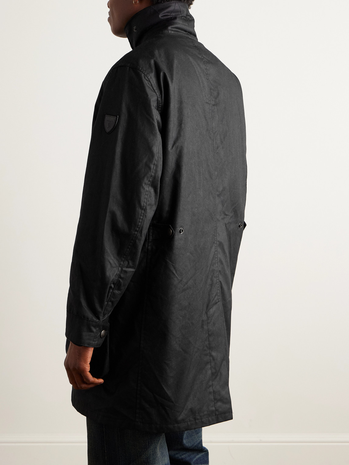 Polo Ralph Lauren Oilcloth Corduroy-trimmed Coated-cotton Jacket In Black