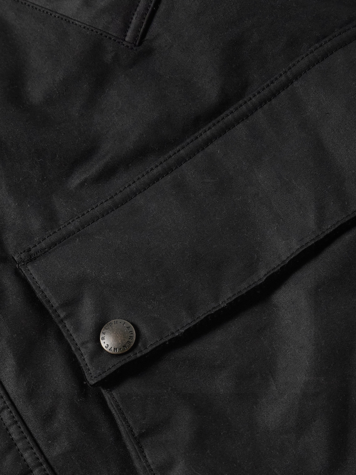 Polo Ralph Lauren Oilcloth Corduroy-trimmed Coated-cotton Jacket In Black