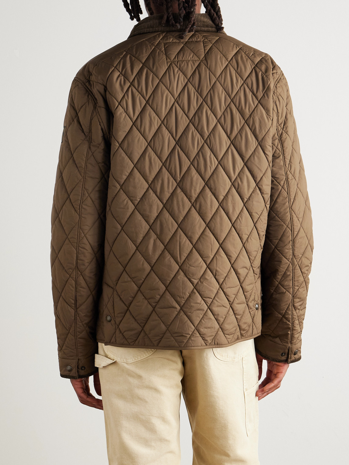 Polo Ralph Lauren Corduroy-trimmed Padded Quilted Shell Field Jacket In Brown