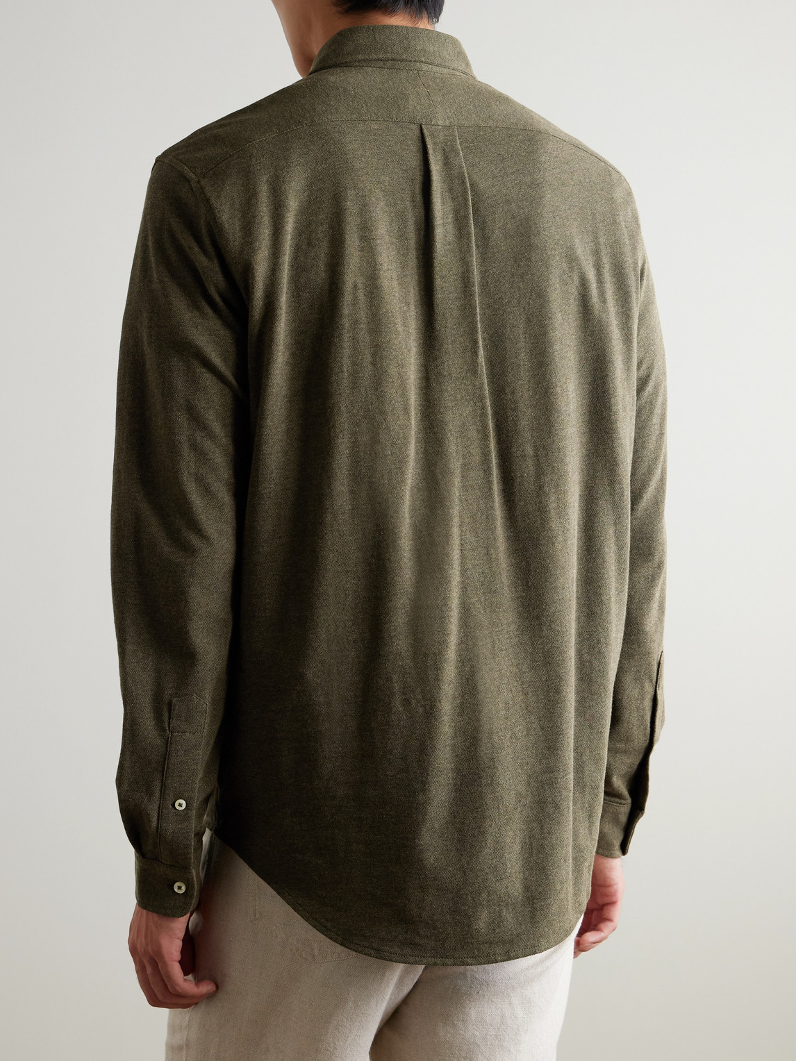 Polo Ralph Lauren Button-down Collar Logo-embroidered Featherweight Mesh Shirt In Green