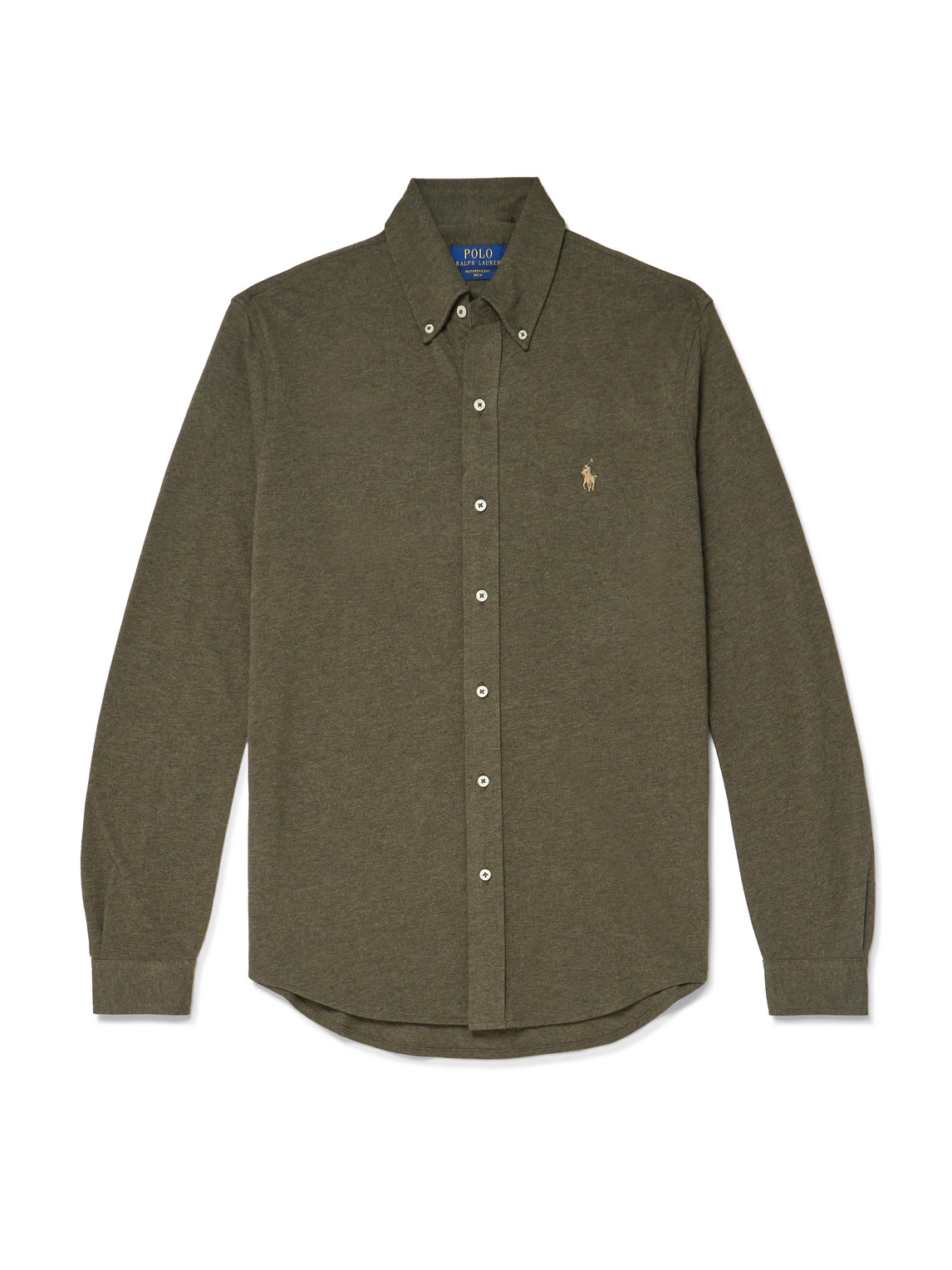 Polo Ralph Lauren Button-down Collar Logo-embroidered Featherweight Mesh Shirt In Green