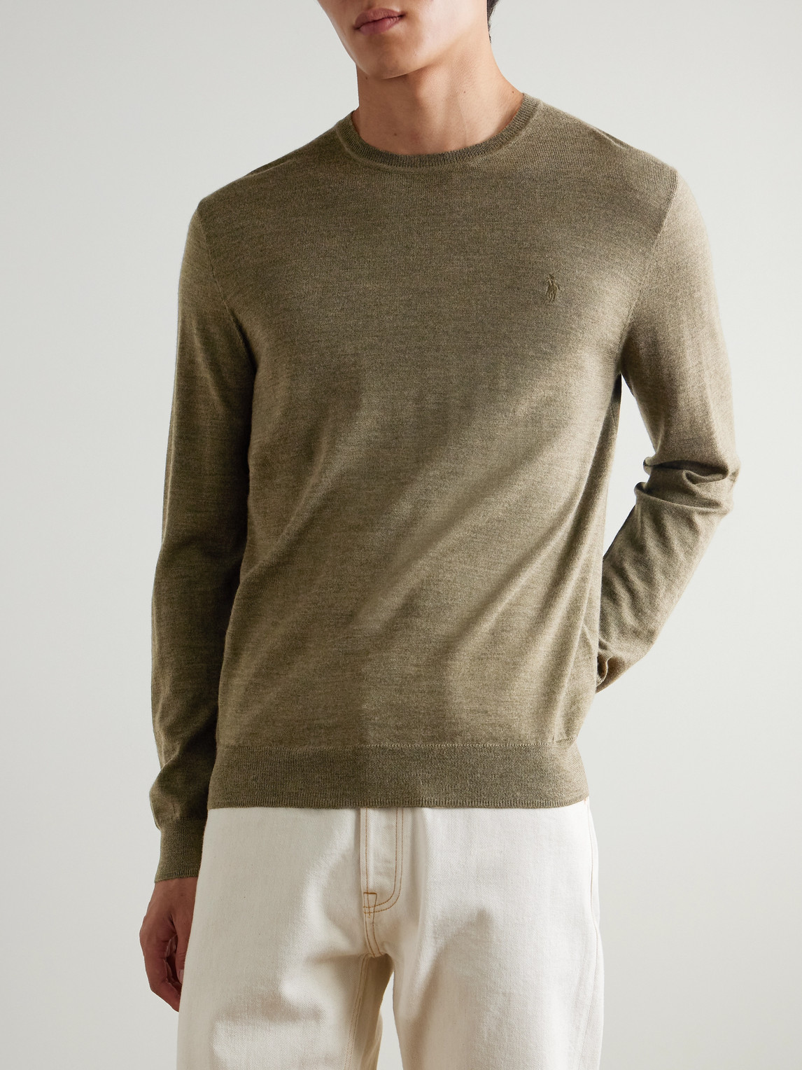 Polo Ralph Lauren Logo-embroidered Merino Wool Sweater In Green