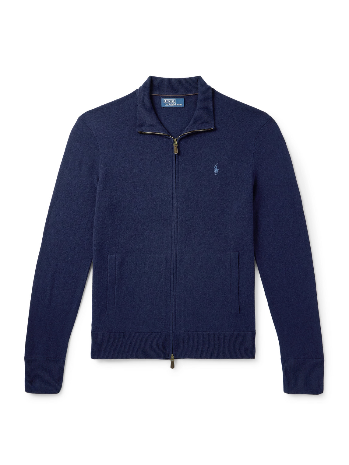 Logo-Embroidered Zip-Up Wool Sweater
