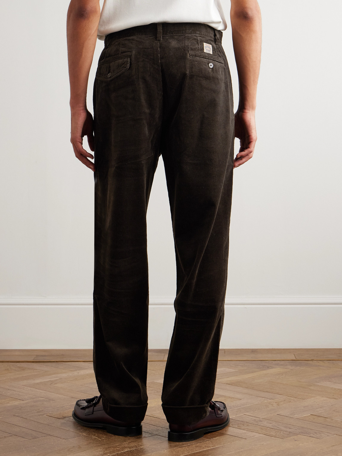 Polo Ralph Lauren Whitman Wide-leg Pleated Cotton-corduroy Trousers In Brown