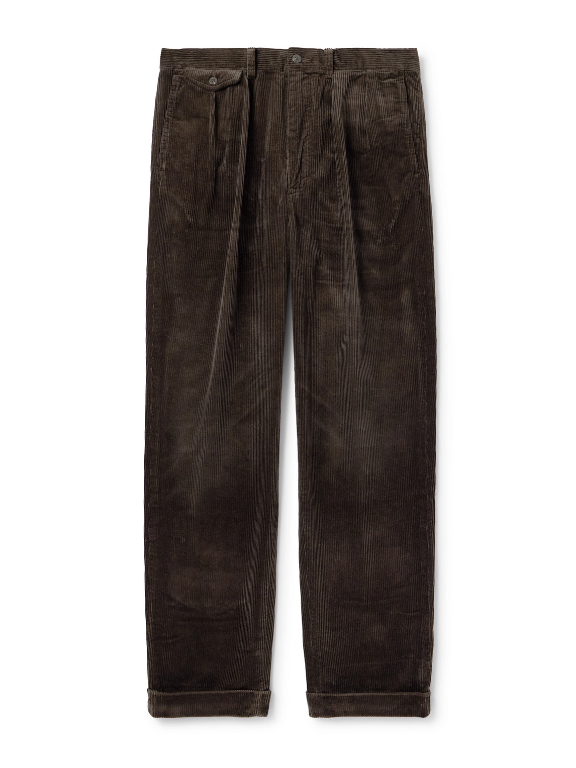 Polo Ralph Lauren Whitman Wide-leg Pleated Cotton-corduroy Trousers In Brown
