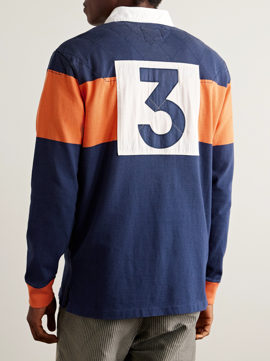 Polo Ralph Lauren Embroidered Striped Cotton-jersey Polo Shirt In Blue