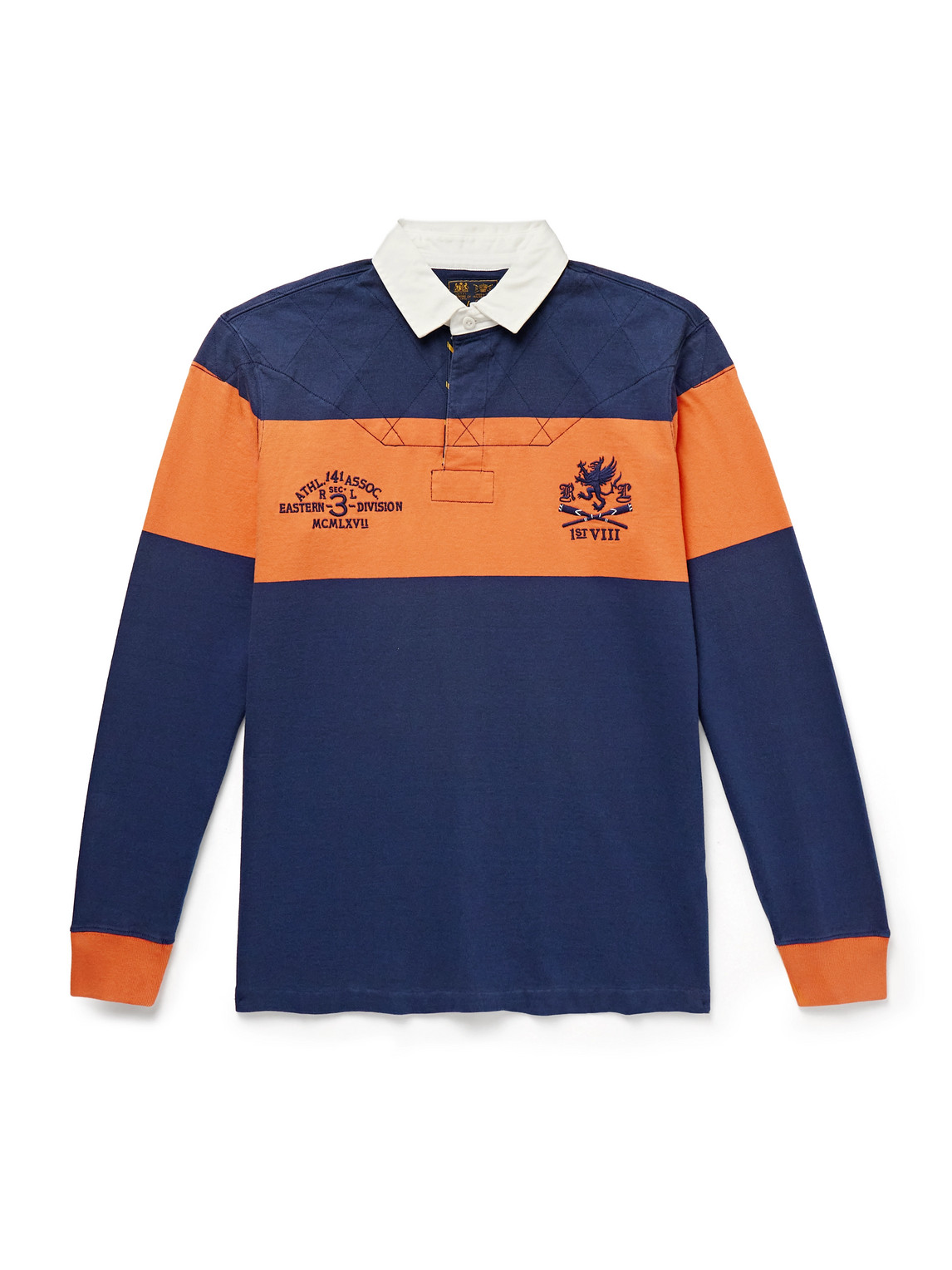 Polo Ralph Lauren Embroidered Striped Cotton-jersey Polo Shirt In Blue